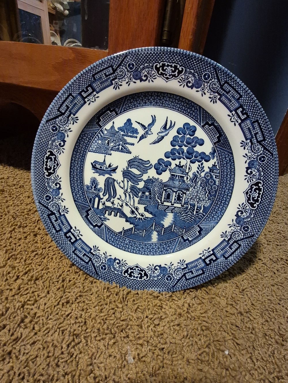 Blue and White Scenic Porcelain Dinner Plate - Classic Asian-Inspired Design
